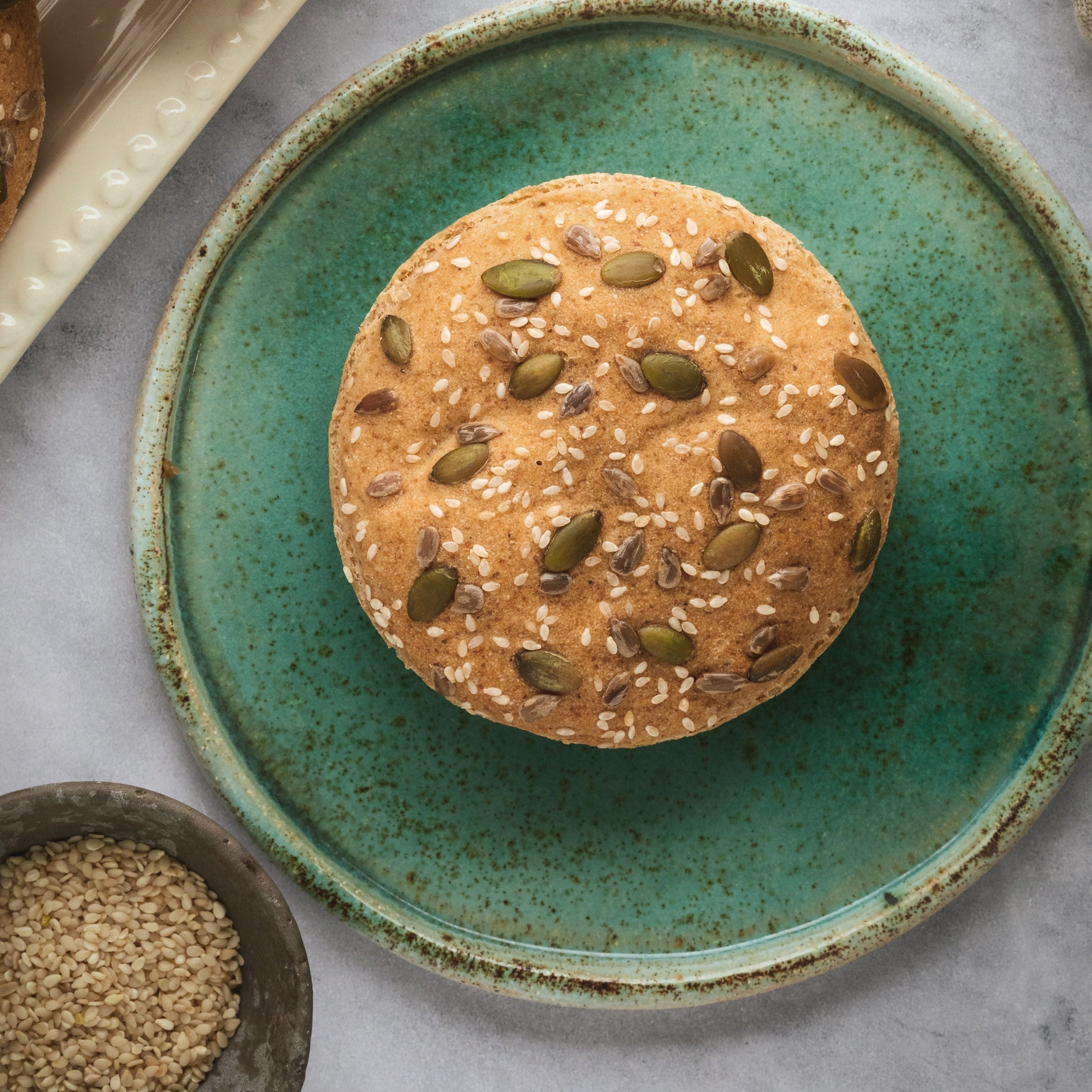 Essential Vegan Bread Toast by Be Good Today, soft gluten-free vegan bread topped with sunflower, pumpkin and sesame seeds