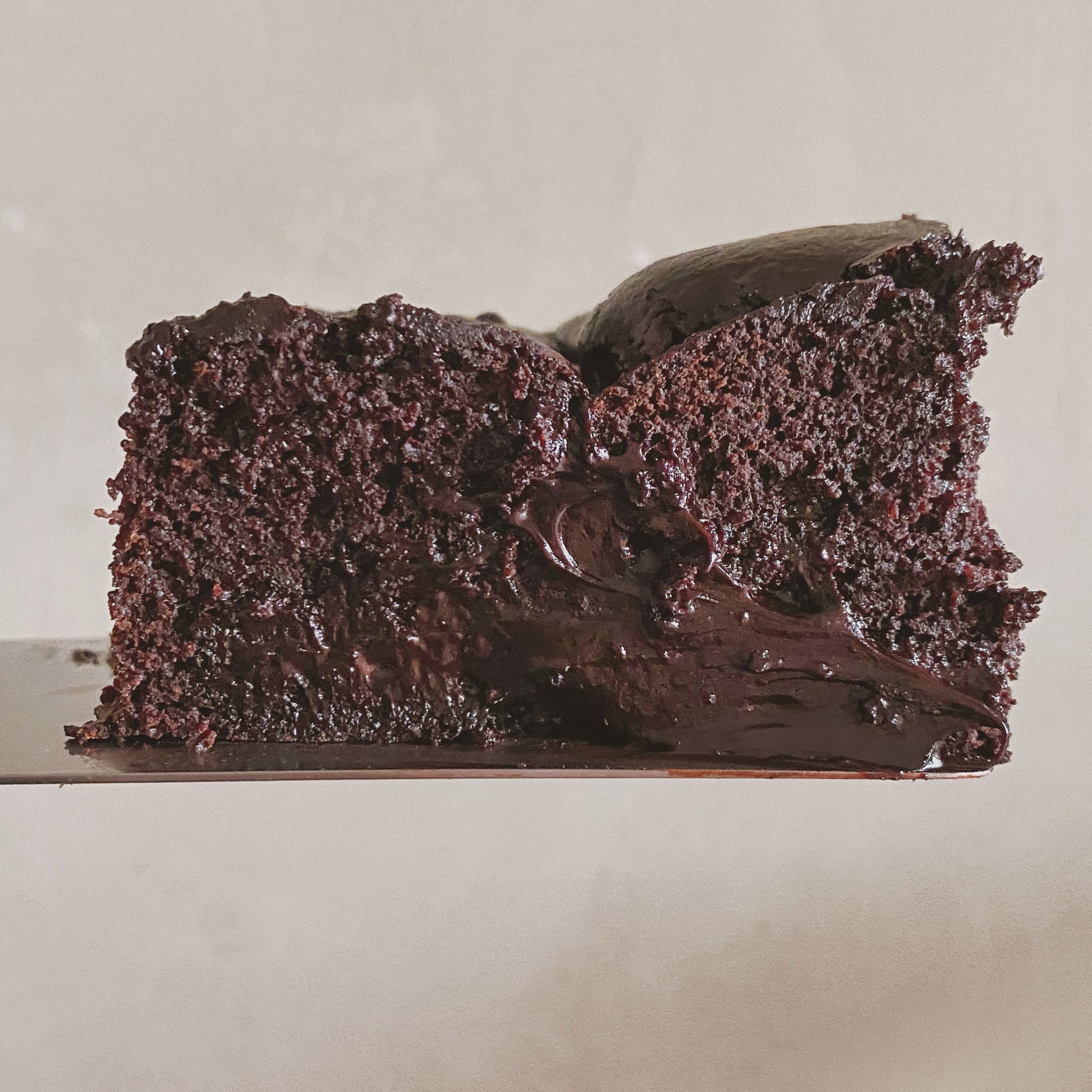 Be Good Today Fudgy Chocolate Swirl small cake with chocolate sponge, raw cocoa and rich non-dairy chocolate sauce