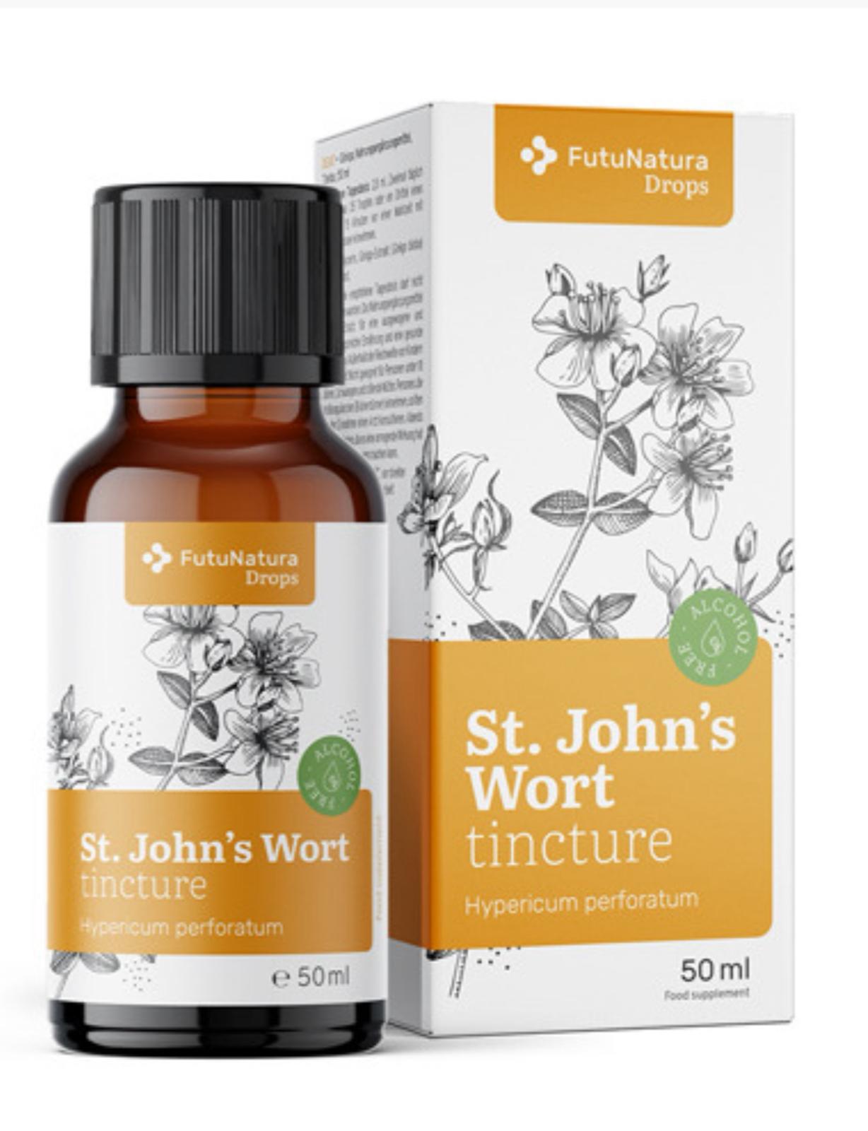 Brown glass bottle of Futunatura St. John's Wort Herbal Tincture.