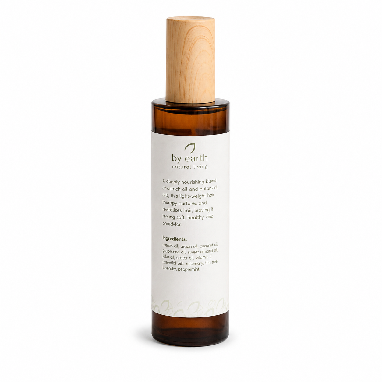 Grow & Glow Hair Oil by By Earth 100 ml, lightweight hair and scalp oil with ostrich, argan, coconut, jojoba and castor oils
