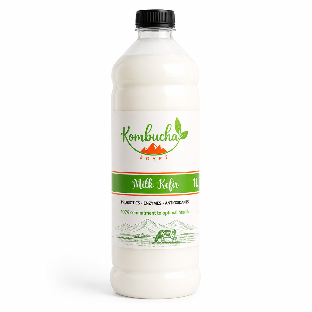 Kombucha Egypt Buffalo Milk Kefir 1L probiotic fermented dairy drink bottle on white background