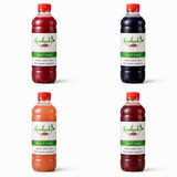 Kombucha Egypt assorted kombucha flavors collection including Black Cherry, Blackberry, Mango, and Raspberry 1L bottles on white background