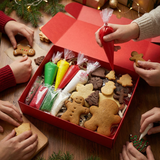 Little Elves’ Decorating Kit for Christmas cookies, includes icing tubes, sprinkles, and edible decorations—fun holiday activity for kids. Made in Egypt.