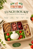 Lunch Box Kit 1 featuring whole wheat sourdough, smoked roast beef, beetroot chips, granola bar and creamy burrata
