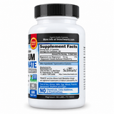 BioSchwartz Magnesium Bisglycinate 180 veggie capsules side label showing premium quality supplement information and barcode