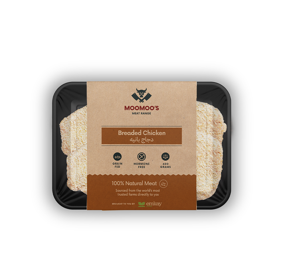 Breaded Chicken by MOOMOO'S 600g frozen premium chicken breast fillets with seasoned crispy breading