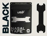 Discreet Black Nafas Nasal Tape applied on a person's nose, available at El Meraki.