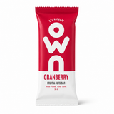 OWN Cranberry and Nuts Bar 55g front packaging on white background