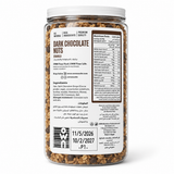 OWN Dark Chocolate Nuts Granola 350g nutrition facts and ingredients packaging on white background