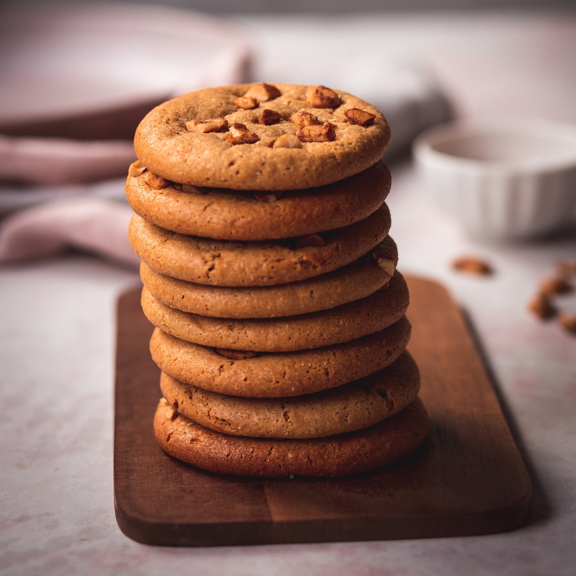 Be Good Today Peanut Raw Honey Cookies pack of 6 made with peanuts, oat flour, raw honey and black honey, topped with candied peanuts