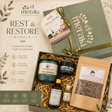 El Meraki Rest & Restore self-care bundle featuring herbal care, candle, skincare and hair care essentials | باقة الراحة والاستعادة من إل ميراكي مع منتجات العناية بالأعشاب والبشرة والشعر وشمعة للاسترخاء