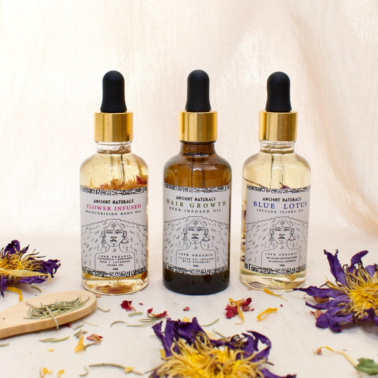 Self Care Oil Set by Ancient Naturals - Pesticide-Free Organic Oils for Hair, Skin, and Nails
