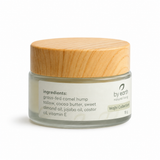 Back packaging of Soft Lips Balm by By Earth 18 g, lip balm featuring camel hump tallow, cocoa butter, botanical oils and vitamin E