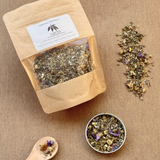 Lucid Tea by Sparsha herbal tea blend with blue lotus lavender chamomile mugwort and nutmeg