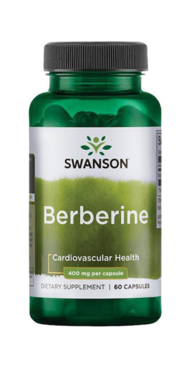Swanson Berberine supplement bottle with vegetarian capsules - herbal dietary supplement.