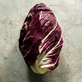 A beautiful head of Red Butterhead lettuce from Tulima Farms, Egypt, showing its tender, rosy-tipped leaves grown without pesticides.