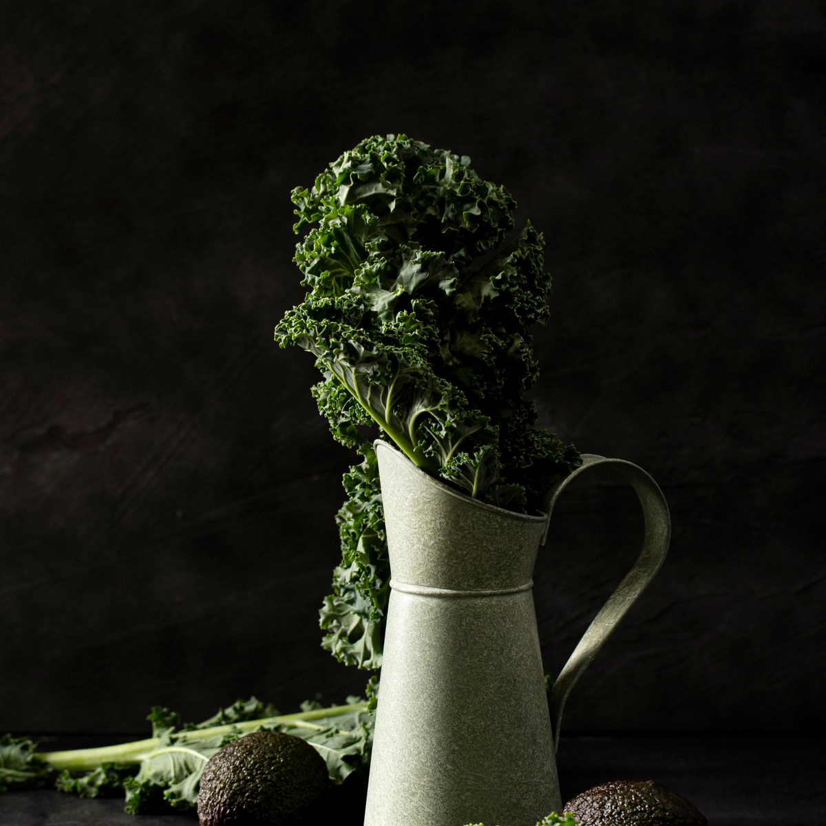 Fresh, dark green bunch of pesticide-free Tuscan Kale from Tulima Farms, a nutritious superfood for healthy meals.