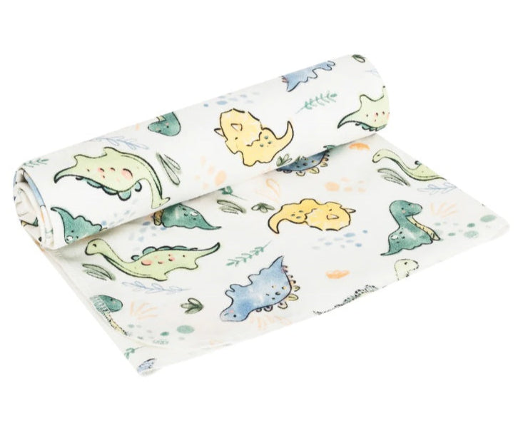  Under the Nile Dino Baby Gift Set with cute dinosaur print organic cotton baby items.