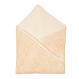 Under the Nile Faux Fur Sherpa Stroller Blanket in honey color, made from organic Egyptian cotton for babies.