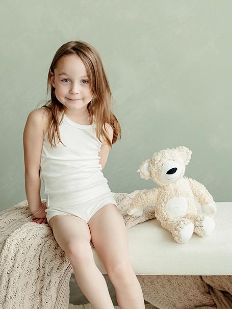 Under the Nile Organic Ribbed White Girls Bodysuit made from soft stretchy cotton.