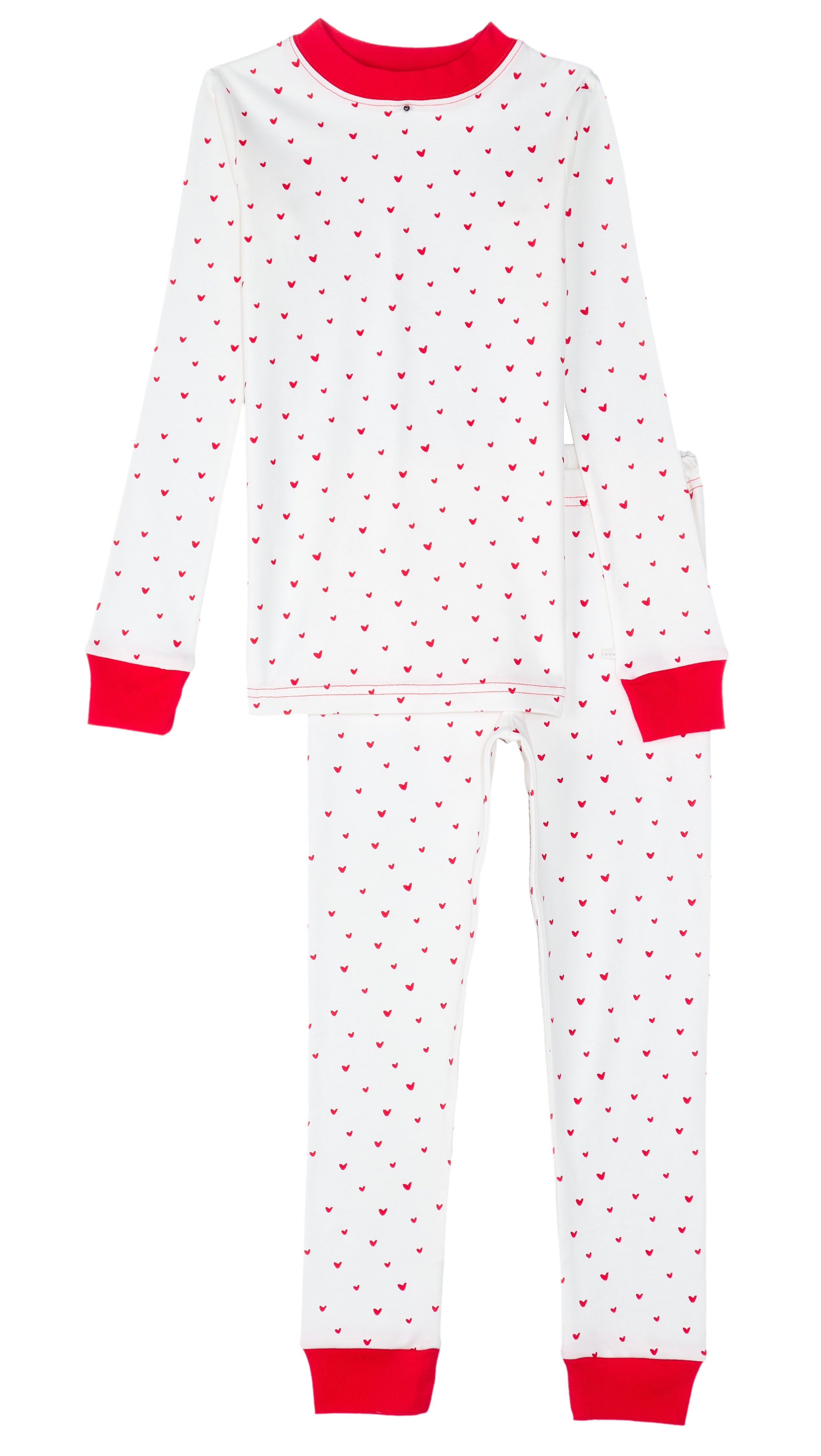Under the Nile Red Hearts Kid's Pajama set in soft organic cotton