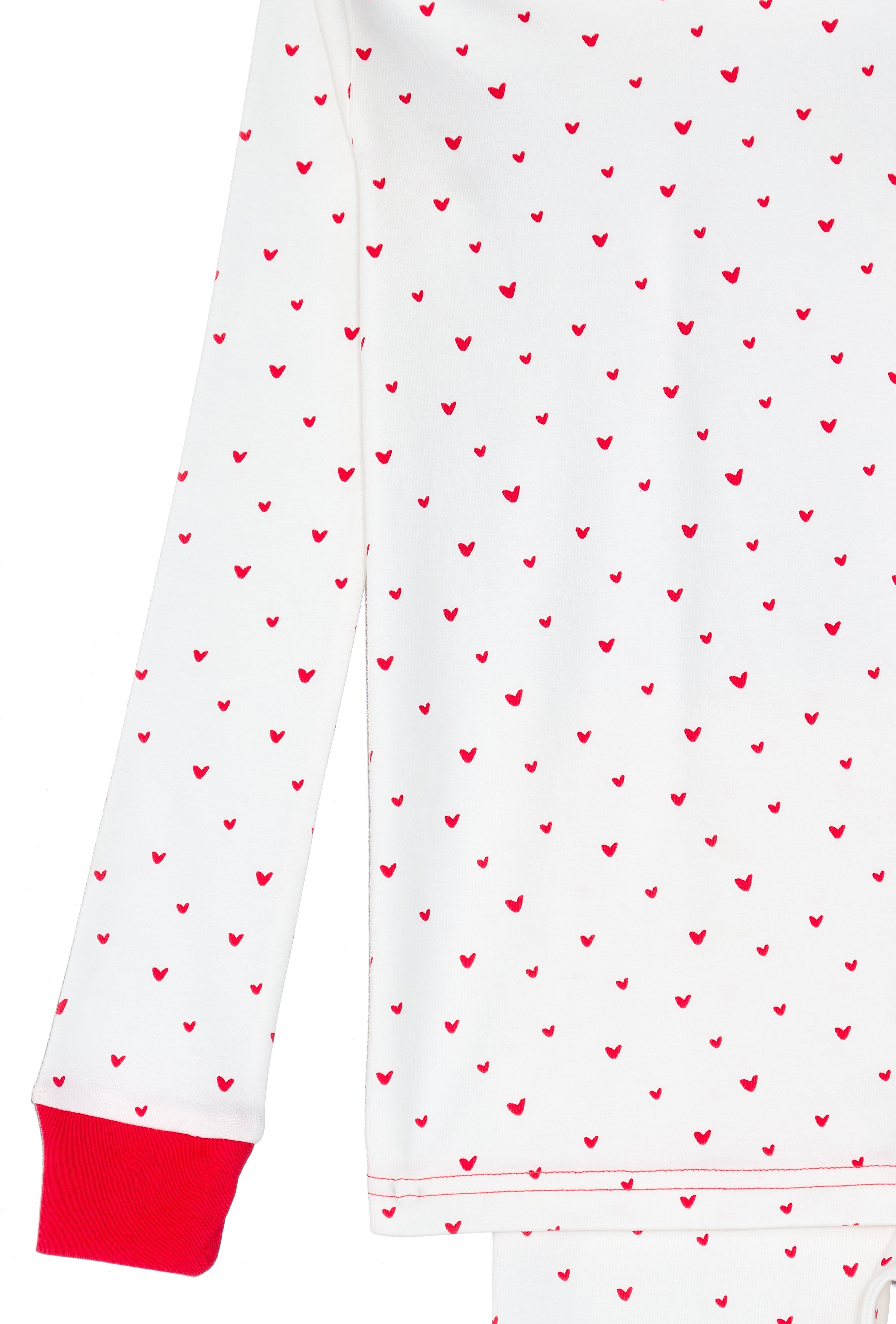 Under the Nile Red Hearts Kid's Pajama set in soft organic cotton