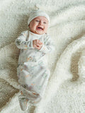 Under the Nile Knotted Gown and Beanie Set with Modern Daisy print for newborn babies.