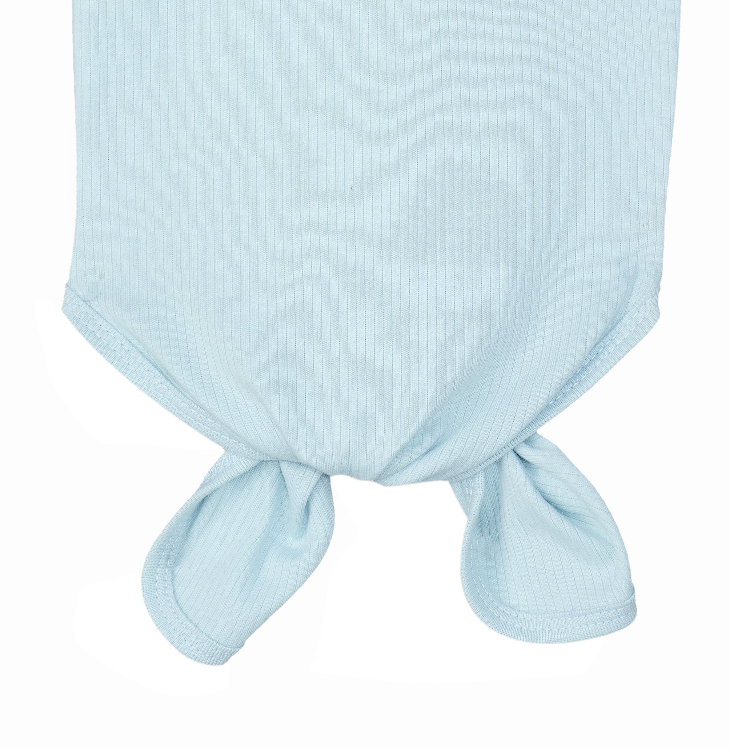 Under the Nile Pearl Blue Knotted Gown and Beanie Set for newborns.