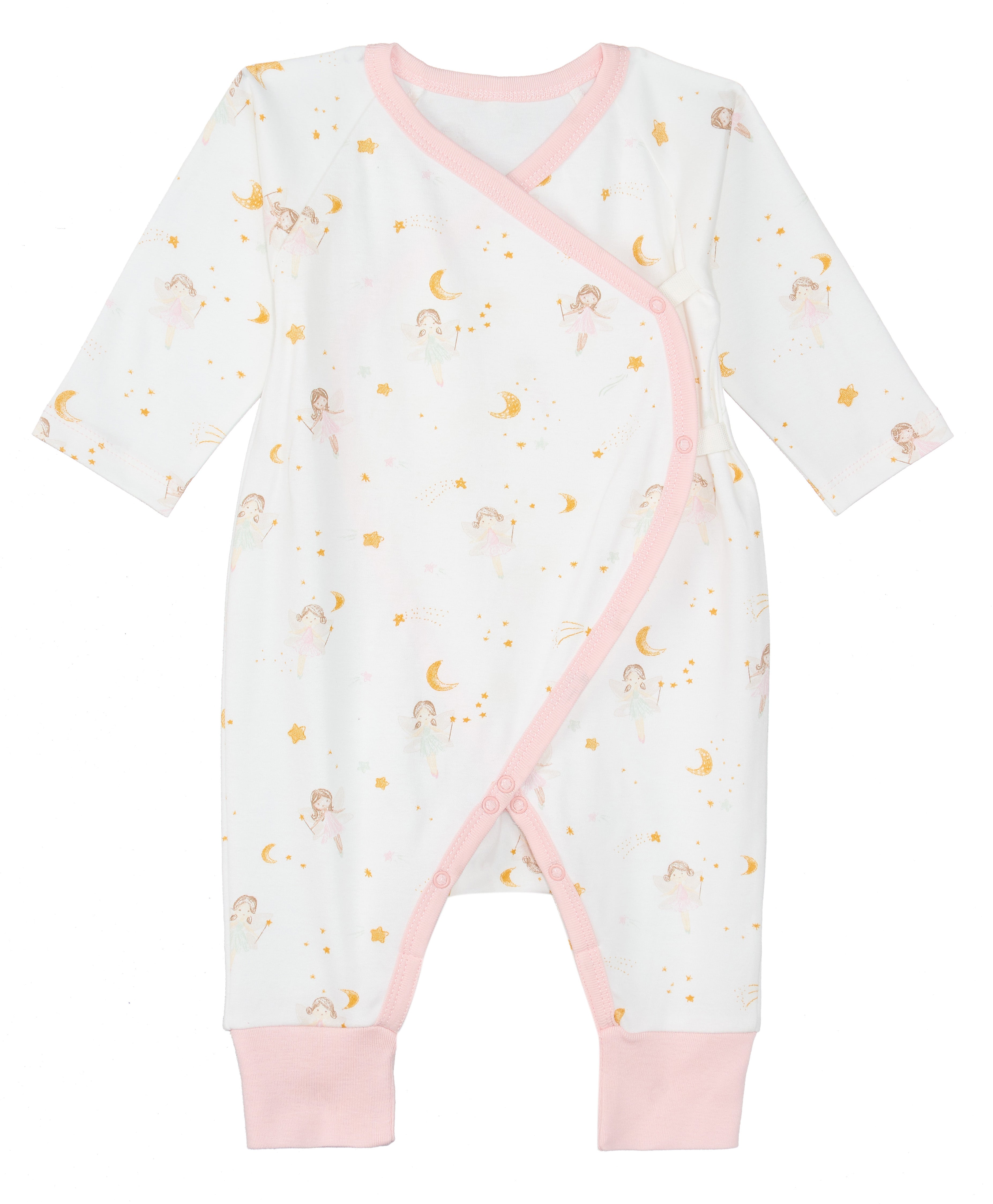  Under the Nile Dreamland Girls Side Snap Kimono in soft organic cotton for newborn girls.
