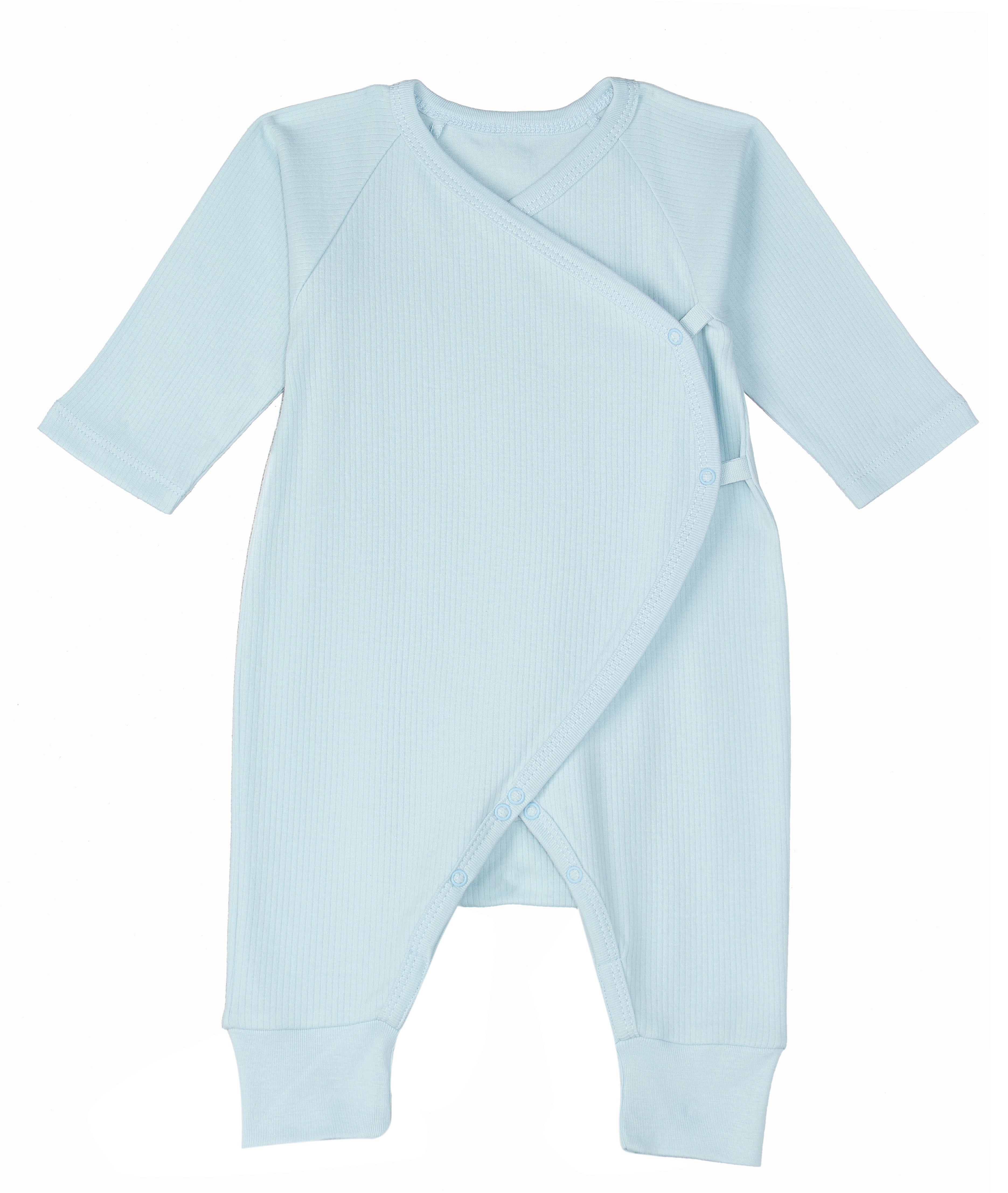 der the Nile Pearl Blue Side Snap Kimono for newborns in organic cotton.