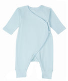 der the Nile Pearl Blue Side Snap Kimono for newborns in organic cotton.