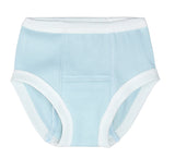 Under the Nile Pearl Blue Training Pants for toddlers, made from soft organic cotton.