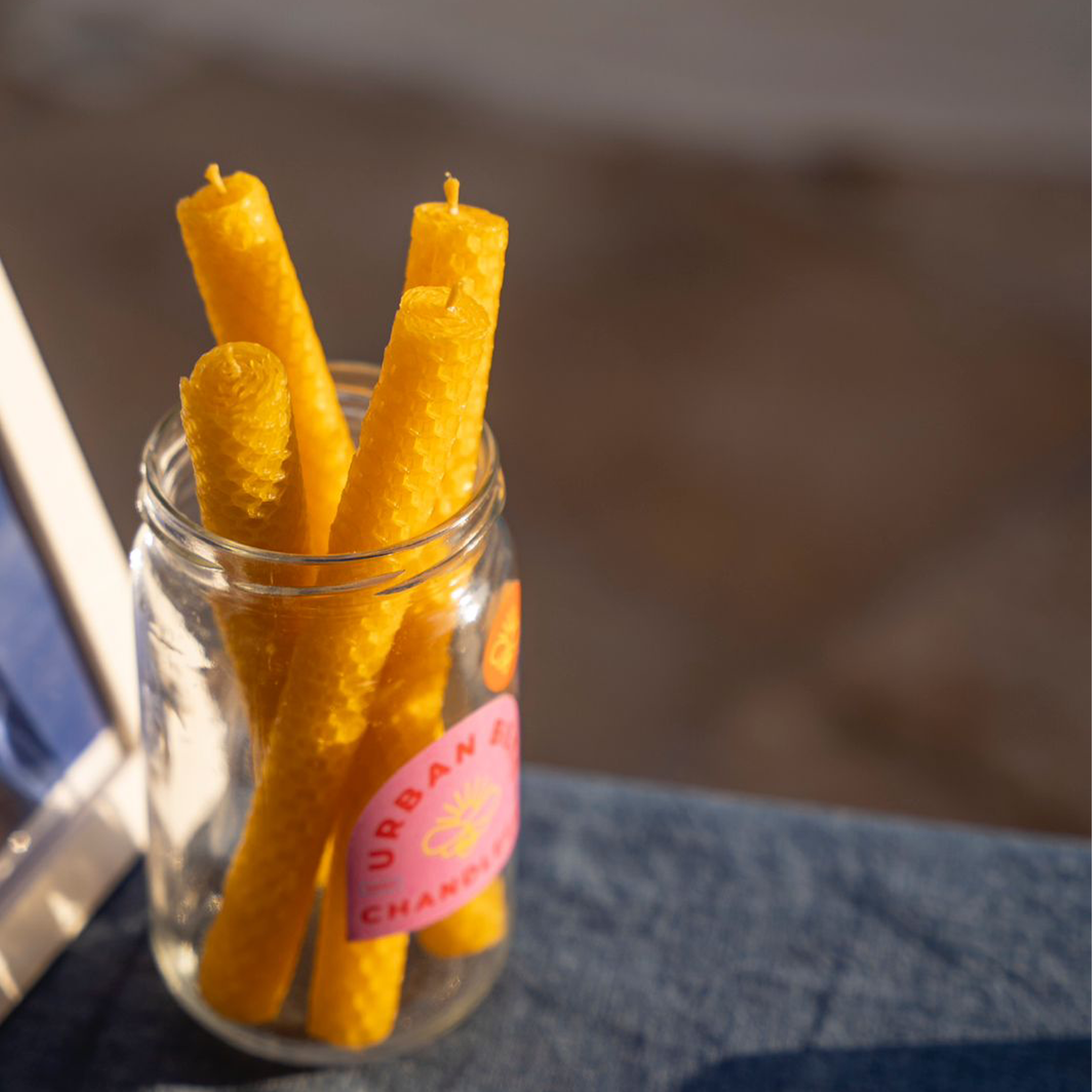 Urban Bees Pure Beeswax Candles – Hand-poured Egyptian candles with natural honey color and cotton wick