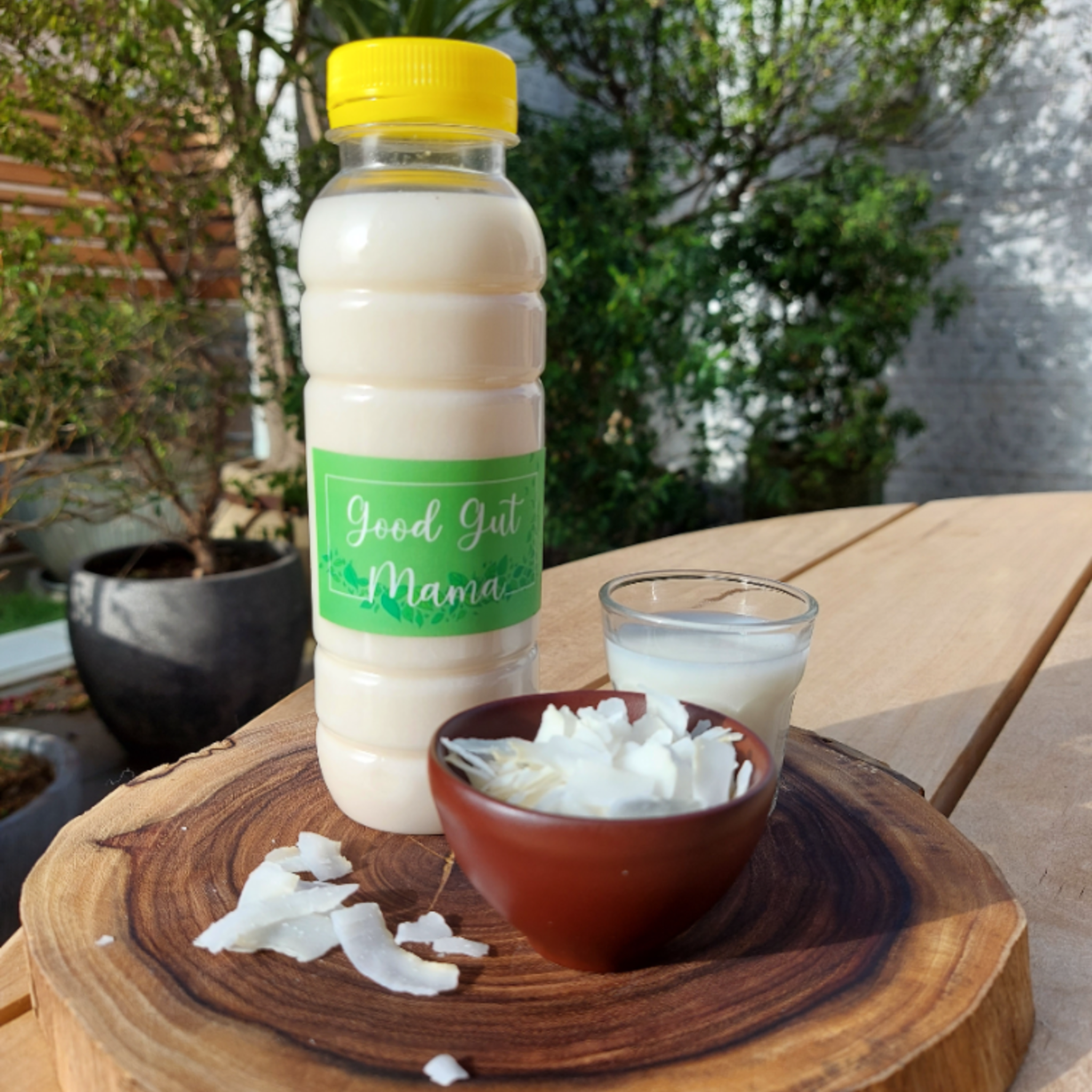 Bottle of Good Gut Mama Fresh Coconut Milk from Egypt, a creamy white plant-based drink.